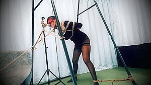 Brunette Bdsm Orgy with Shibari Bondage